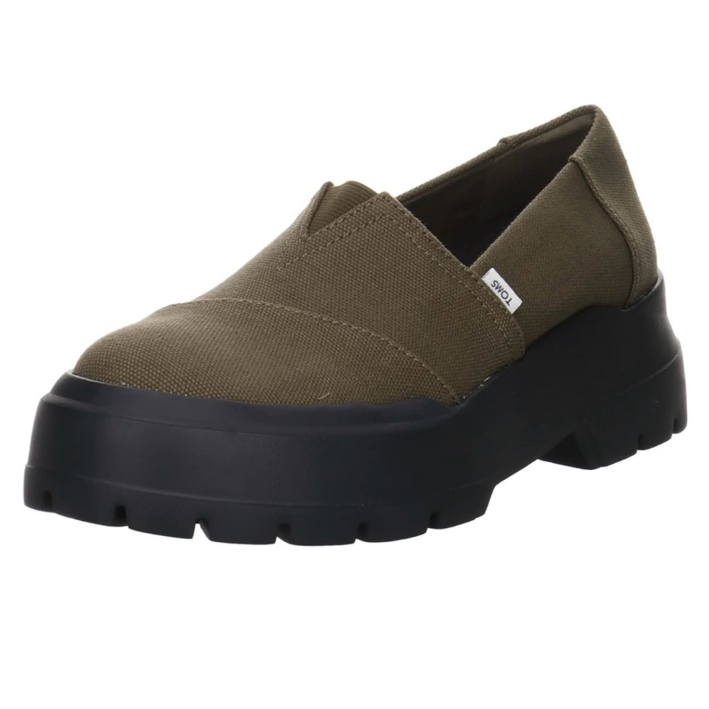 Toms Olive Green Platform Loafers